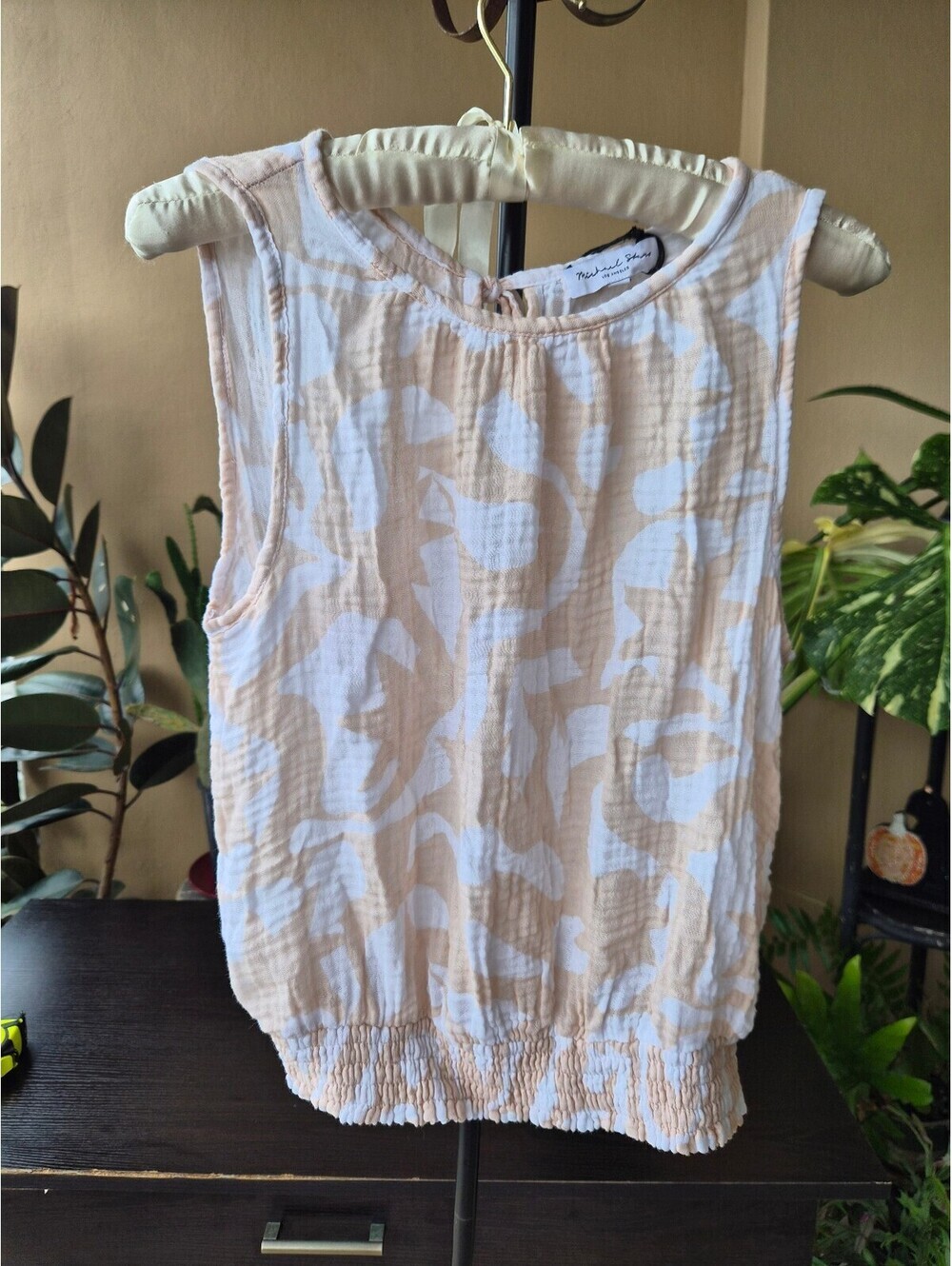 Michael Stars Cotton Gauze Floral Sleeveless Top Size S Made in USA
